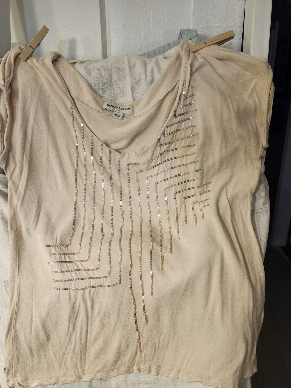 Banana Republic Women's Cream Beaded Tank Top